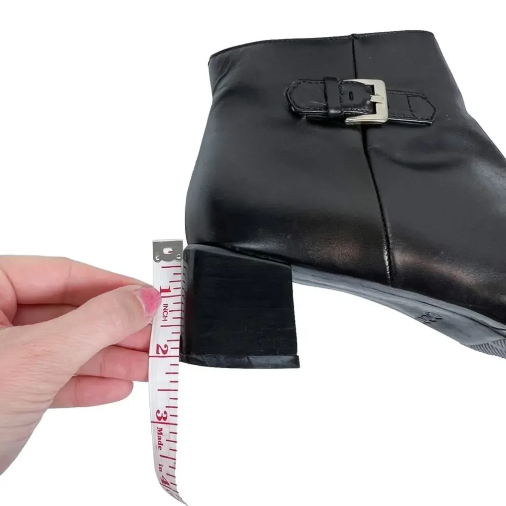 Vintage Ecco Black Leather Square Toe Ankle Boots Booties‎ Size 7